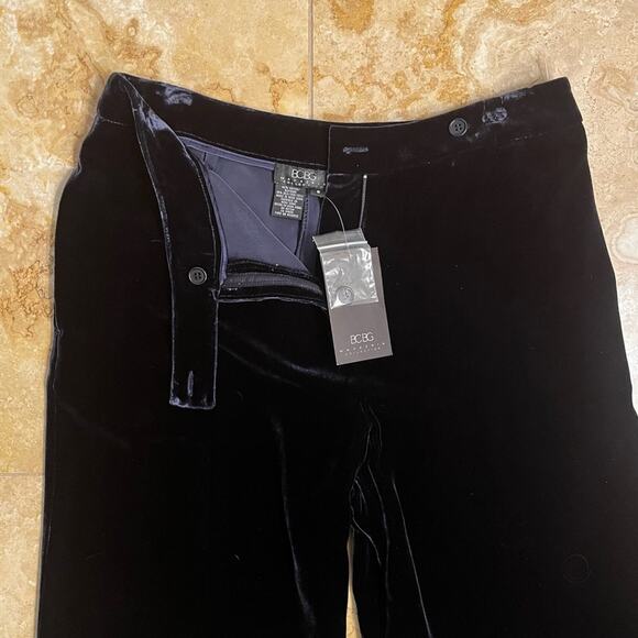 NEW BCBGMaxAzria Navy Velvet Silk Wide Leg Relaxed Ankle Length Trousers 8 NWT - Picture 13 of 16